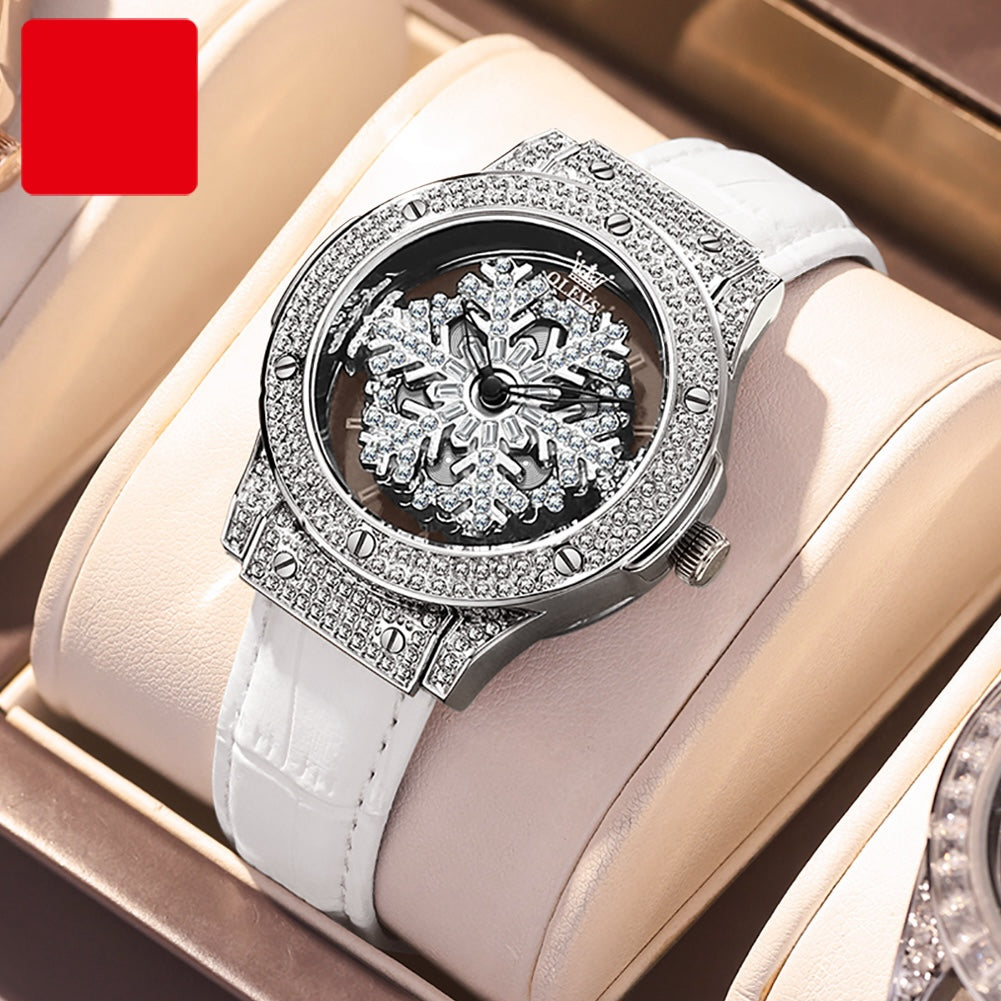 eXtri Diamond Gold Snowflake Revolving Wristwatch