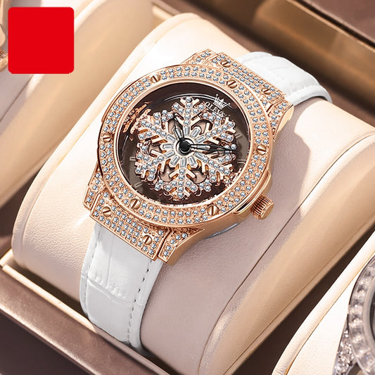 eXtri Diamond Gold Snowflake Revolving Wristwatch